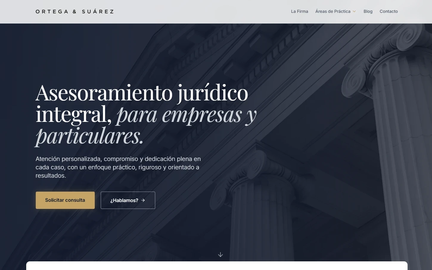 Web de Ortega & Suárez después del rediseño