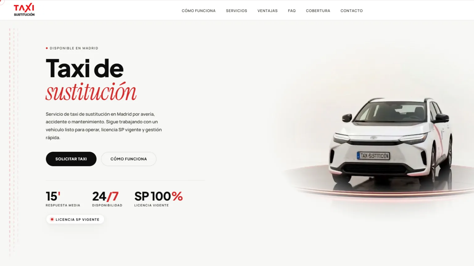 Taxi Sustitución — vista home